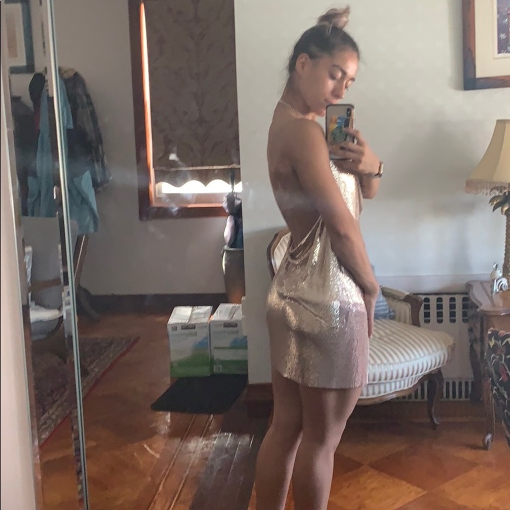 Topshop halter rose gold dress